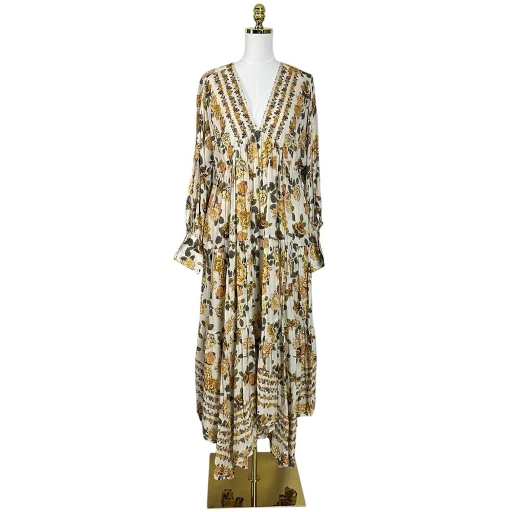 Free People Cream Maxi Dress with Mustard Floral Print - Picture 10 of 16